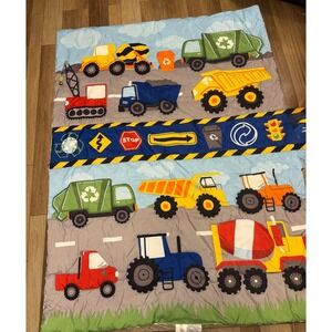 Funhouse Kids Construction Truck Toddler Nap Mat Sleeping Bag Roll Up Blue